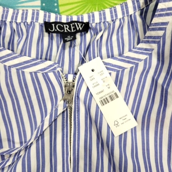 J Crew Drop-waist midi dress in cotton poplin CA686 Size M NWT Blue White - Picture 7 of 10